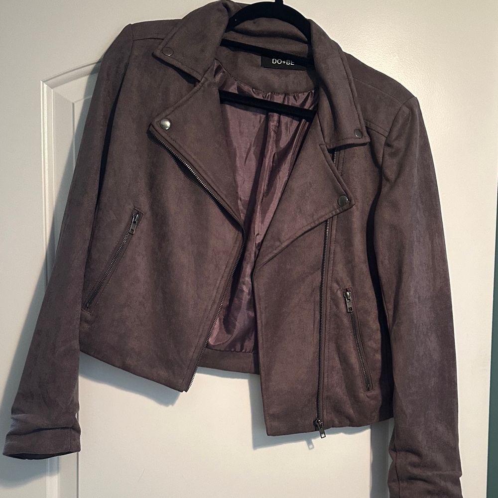 DO+BE Dusty Mauve Suede-Look Moto Jacket